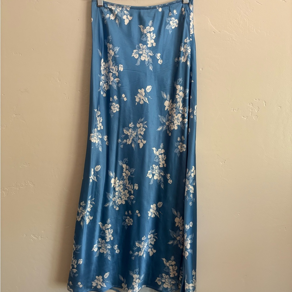 Reformation Layla Blue Floral Midi Skirt